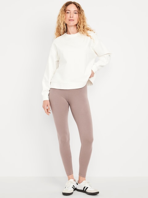 High-Waisted Jersey Fashion Layering Leggings - Brown