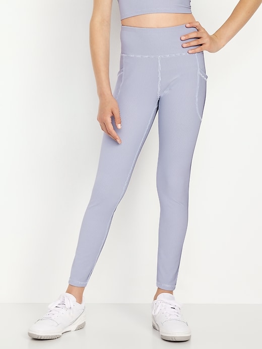 L'image numéro 1 présente Legging Performance PowerSoft côtelé longueur 7/8 à taille haute pour fille