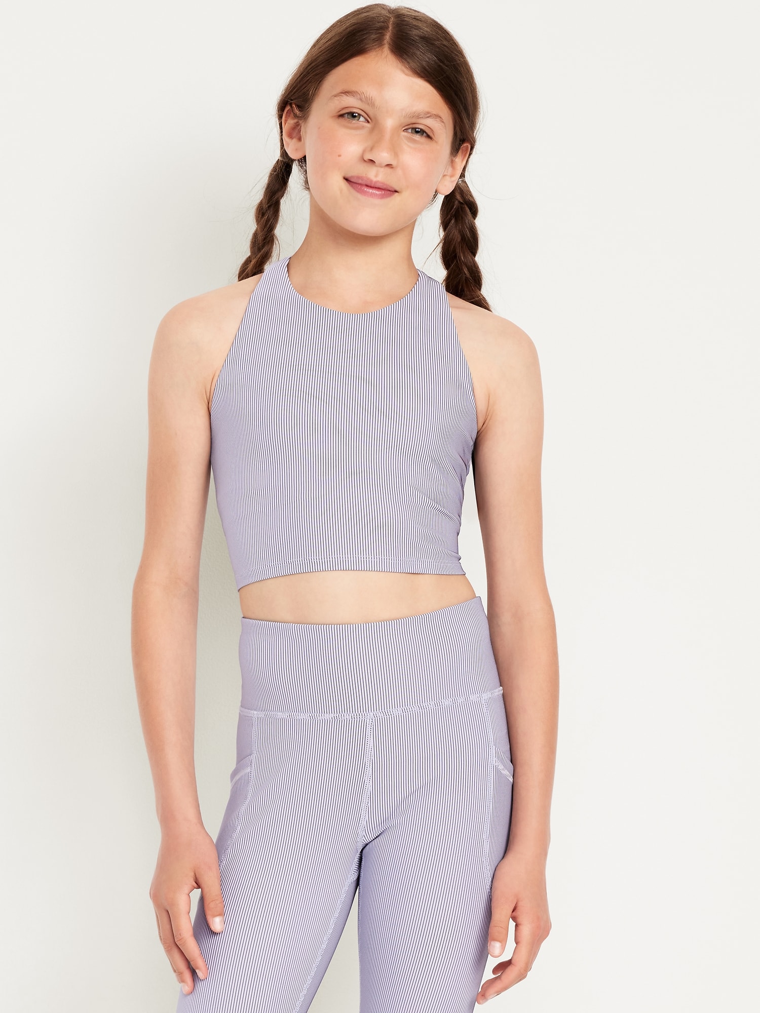 PowerSoft Longline Ribbed Sports Bra for Girls