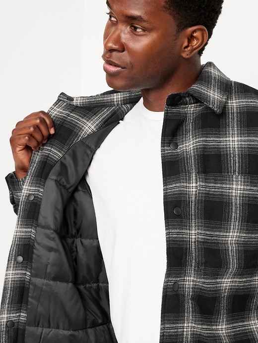 Image number 6 showing, Insulated Cropped Flannel Shacket