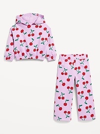 Image number 3 showing, Printed Long-Sleeve Hoodie and Wide-Leg Sweatpants Set for Toddler Girls