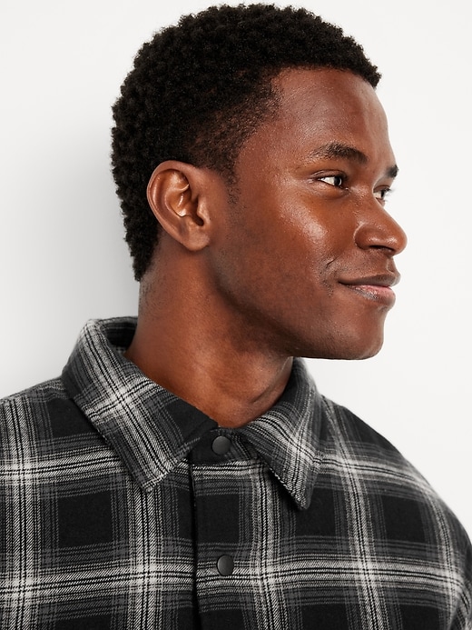 Image number 4 showing, Insulated Cropped Flannel Shacket