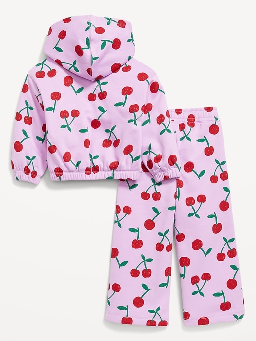 Image number 2 showing, Printed Long-Sleeve Hoodie and Wide-Leg Sweatpants Set for Toddler Girls