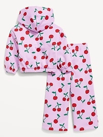 Image number 2 showing, Printed Long-Sleeve Hoodie and Wide-Leg Sweatpants Set for Toddler Girls
