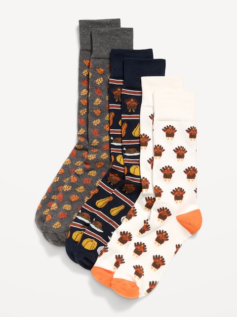 3-Pack Printed Novelty Socks for Men - Thanksgiving
