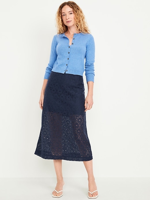 Image number 1 showing, High-Waisted Lace Midi Skirt