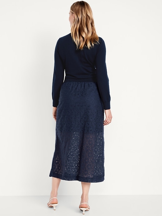 Image number 5 showing, High-Waisted Lace Midi Skirt