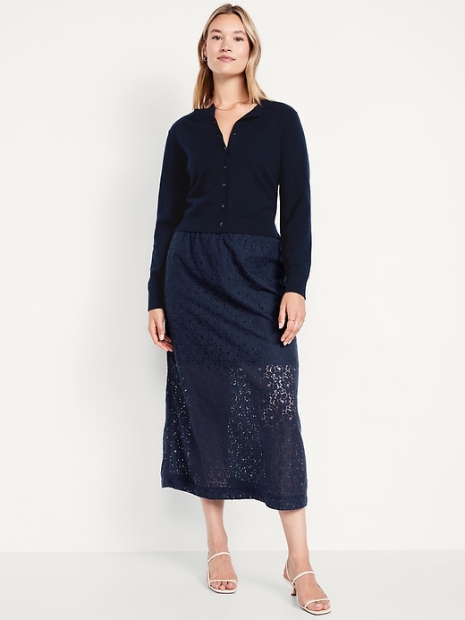 Image number 4 showing, High-Waisted Lace Midi Skirt
