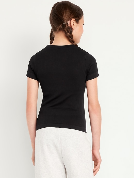 View large product image 2 of 3. Fitted Seamless Ribbed Performance Top for Girls