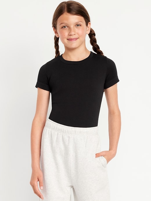 View large product image 1 of 3. Fitted Seamless Ribbed Performance Top for Girls
