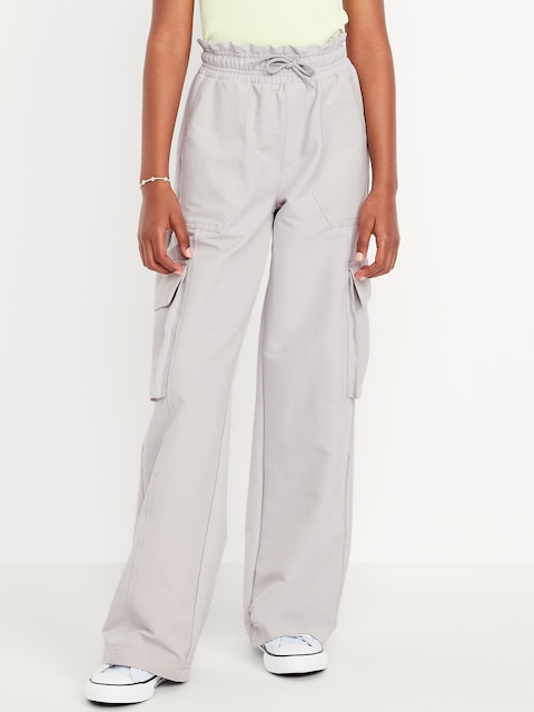 Pantalon cargo Performance à taille haute et à jambe large pour fille - Gris