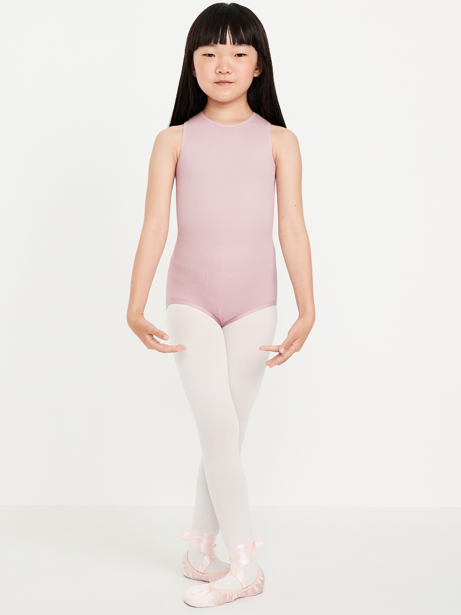 Seamless Fitted Sleeveless Leotard for Girls