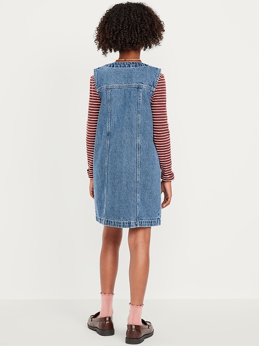 View large product image 2 of 3. Sleeveless Pocket Jean Dress for Girls