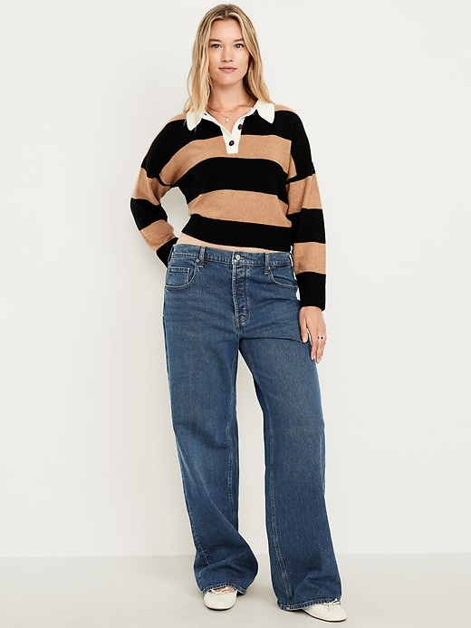 L'image numéro 5 présente Jean coupe détendue à jambe large à taille basse moyenne