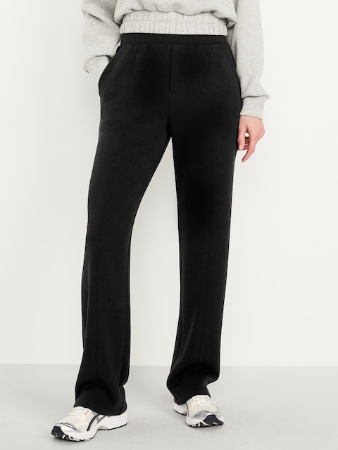 High-Waisted Bounce Fleece Trouser Sweatpants - Black