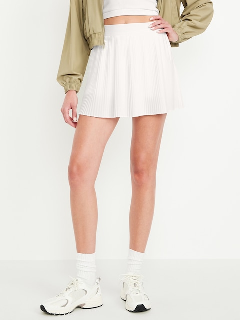 Extra High-Waisted Micro-Pleated Performance Skort - Calla Lily White