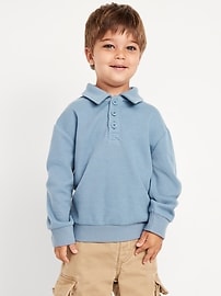 Image number 1 showing, Oversized Long-Sleeve Ribbed Polo Sweater for Toddler Boys