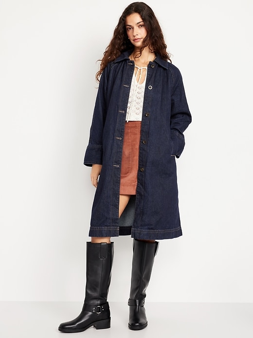 Image number 1 showing, Long Denim Barn Coat