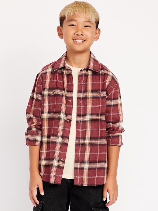 View large product image 1 of 3. Long-Sleeve Pocket Plaid Flannel Shirt for Boys