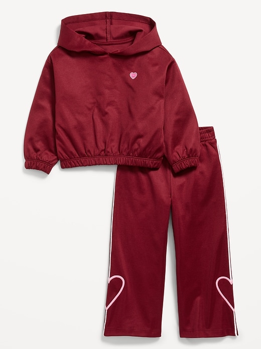 Image number 1 showing, Long-Sleeve Graphic Hoodie and Wide-Leg Pants Set for Toddler Girls