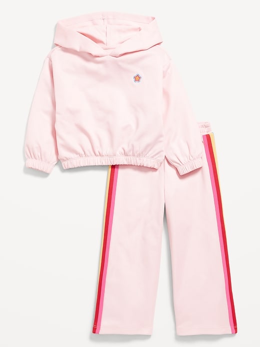 Image number 2 showing, Long-Sleeve Graphic Hoodie and Wide-Leg Pants Set for Toddler Girls