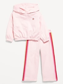 Image number 2 showing, Long-Sleeve Graphic Hoodie and Wide-Leg Pants Set for Toddler Girls