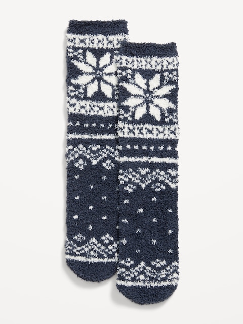 Chaussettes douillettes pour homme - Jacquard Bleu Marine