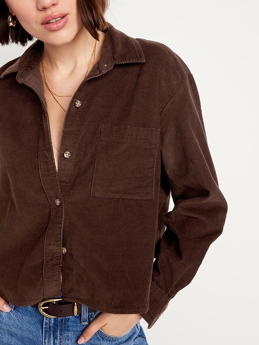 Image number 4 showing, Cropped Button-Down Corduroy Shirt
