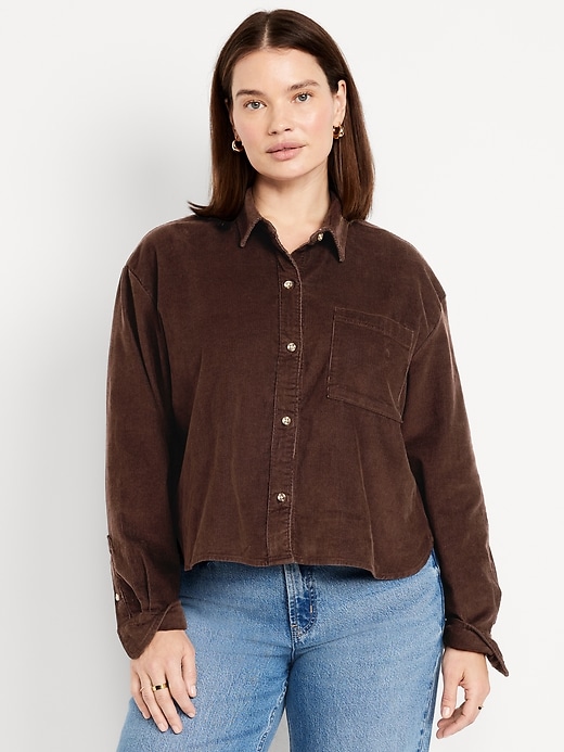 Image number 7 showing, Cropped Button-Down Corduroy Shirt