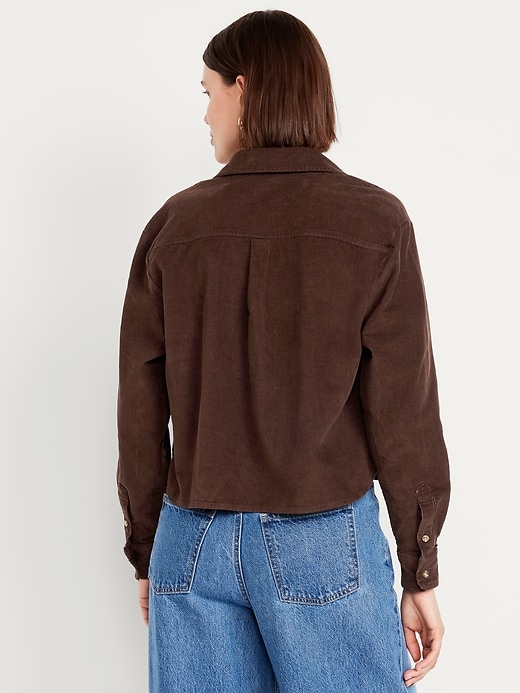 Image number 2 showing, Cropped Button-Down Corduroy Shirt