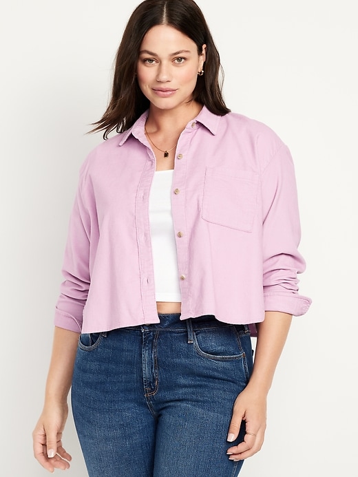 Image number 5 showing, Cropped Button-Down Corduroy Shirt