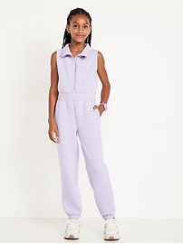 Image number 1 showing, Bounce Fleece Sleeveless Zip-Front Jumpsuit for Girls