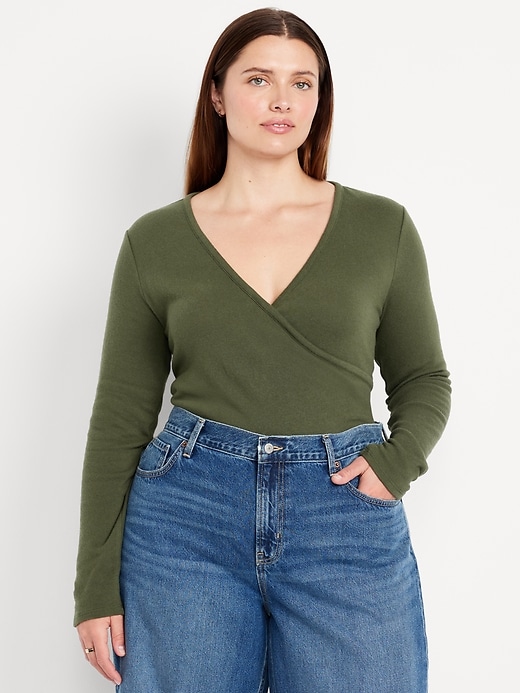 Image number 6 showing, Long-Sleeve Wrap-Front Top