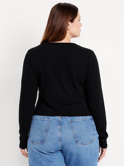 Image number 7 showing, Long-Sleeve Wrap-Front Top
