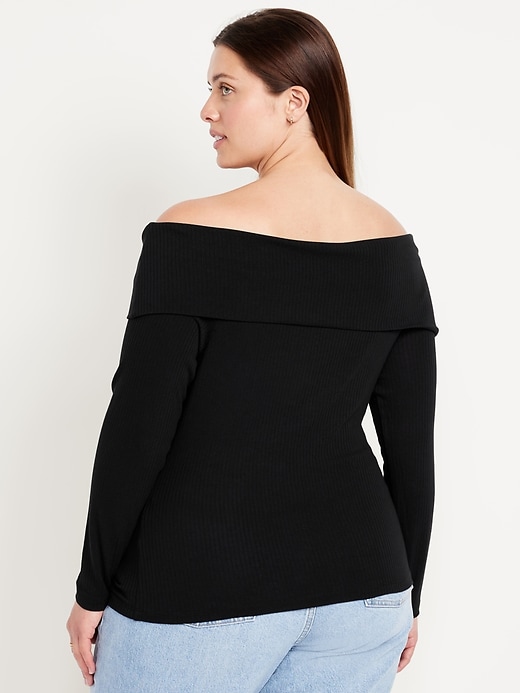 Image number 7 showing, Off-Shoulder Long-Sleeve Ribbed Top