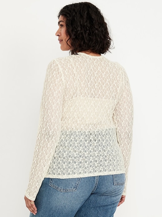 Image number 8 showing, Long-Sleeve Lace Crew-Neck Top