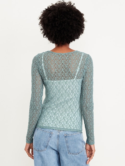 Image number 2 showing, Long-Sleeve Lace Crew-Neck Top