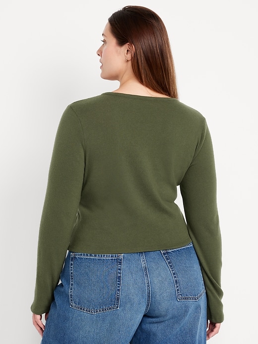 Image number 7 showing, Long-Sleeve Wrap-Front Top