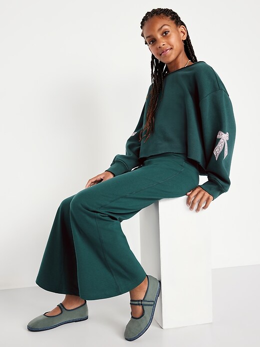 Image number 3 showing, High-Waisted PowerChill Crossover Wide-Leg Leggings for Girls