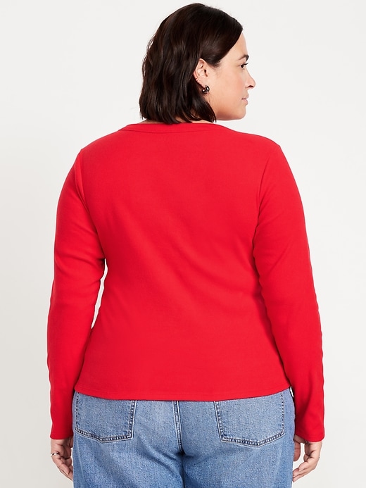 Image number 7 showing, Long-Sleeve Cozy V-Neck Top