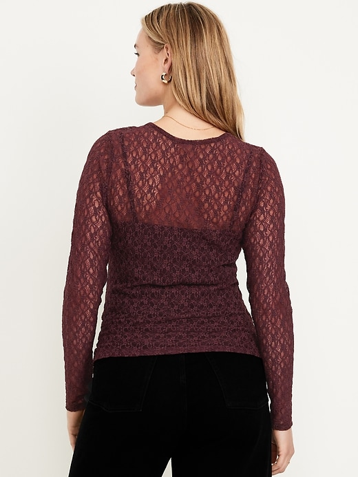 Image number 6 showing, Long-Sleeve Lace Crew-Neck Top
