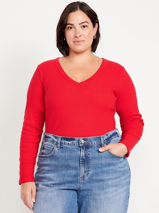 Image number 6 showing, Long-Sleeve Cozy V-Neck Top