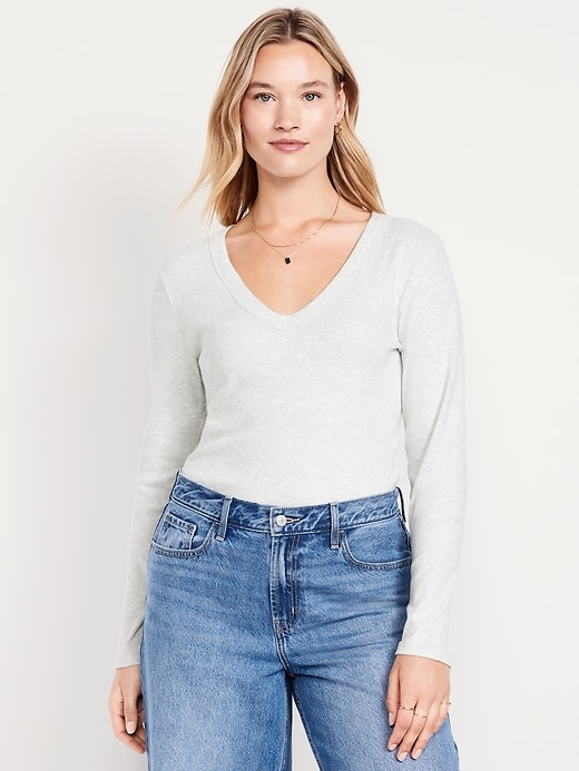 Image number 3 showing, Long-Sleeve Cozy V-Neck Top