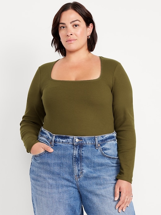 Image number 7 showing, Long-Sleeve Square-Neck Top
