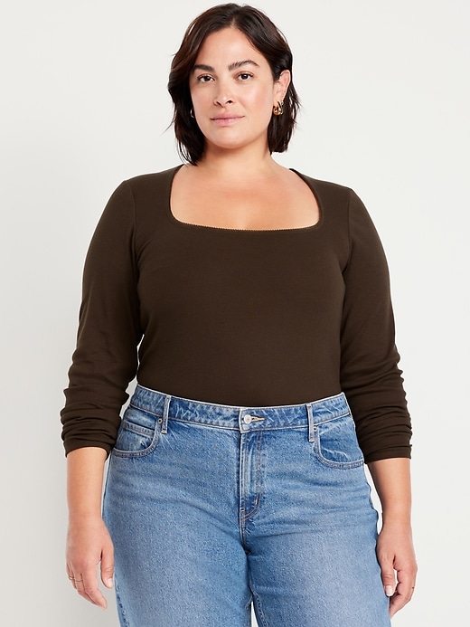 Image number 7 showing, Long-Sleeve Square-Neck Top