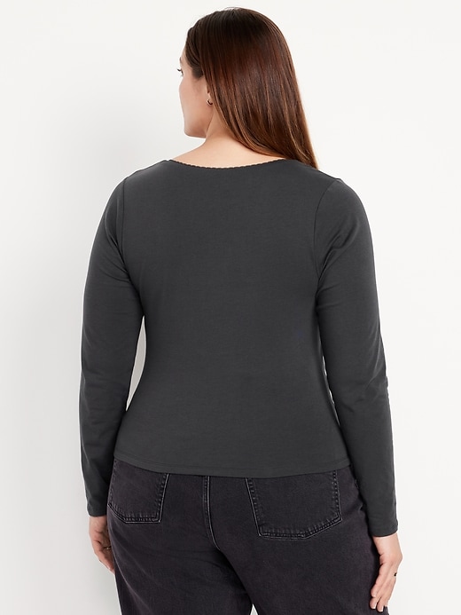 Image number 8 showing, Fitted Double-Layer Scoop-Neck Top