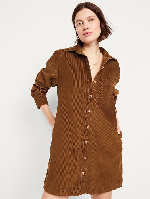 Image number 3 showing, Corduroy Mini Shirt Dress