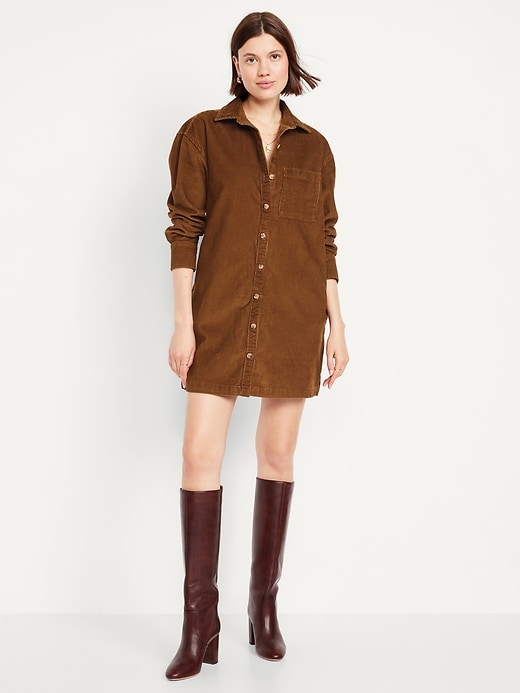 Image number 1 showing, Corduroy Mini Shirt Dress
