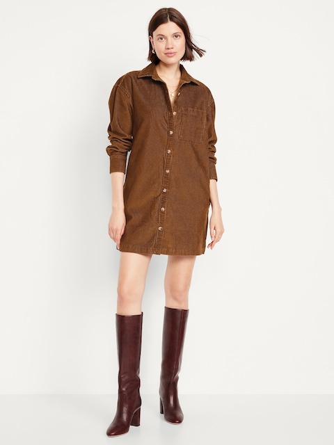 Corduroy Mini Shirt Dress - Nomadic Trail