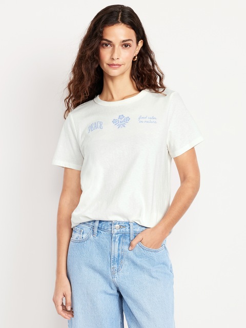T-shirt passe-partout ras du cou à imprimé - Sel De Mer